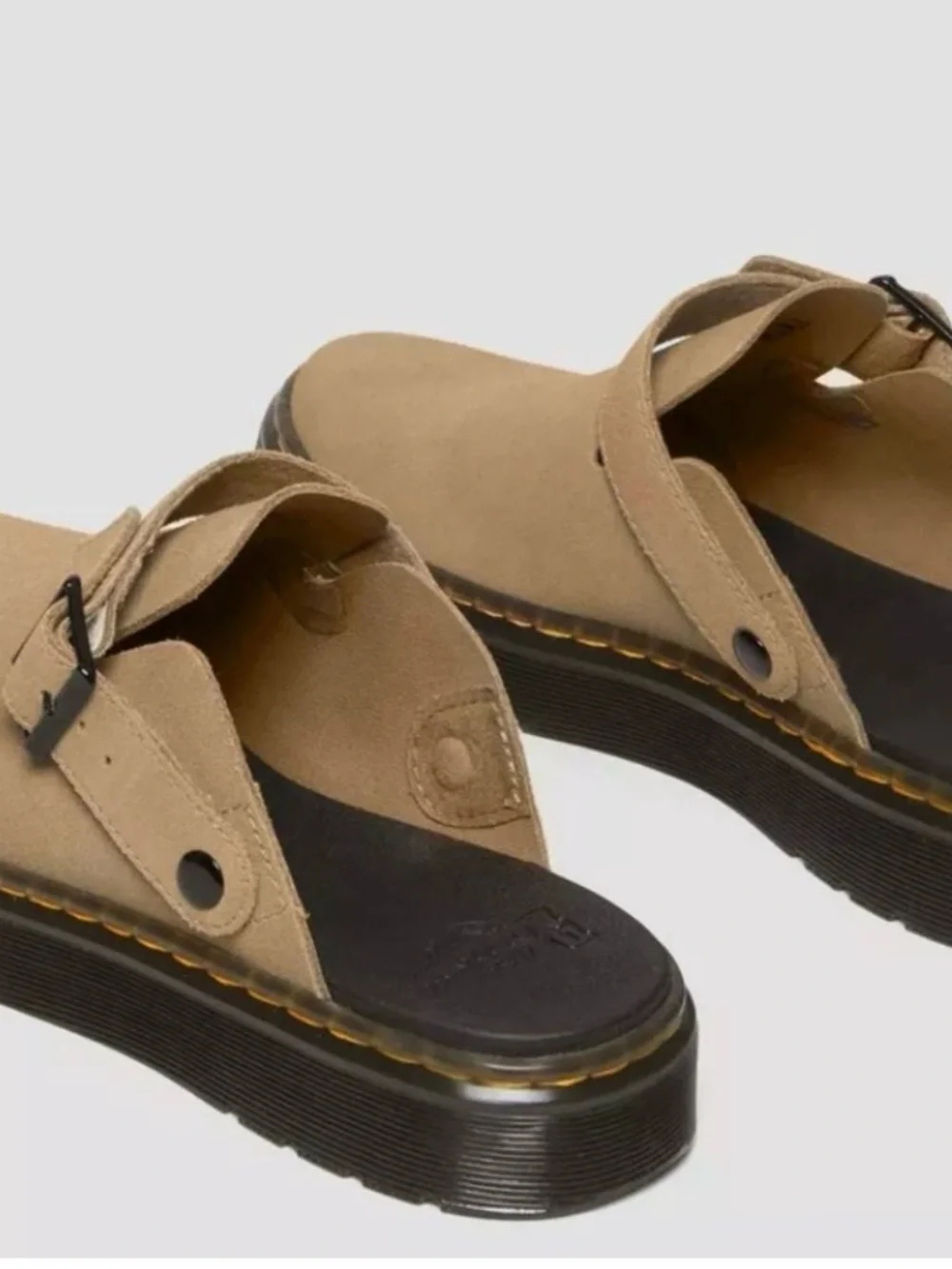Dr. Martens Men's Beige Suede Slingback Clogs